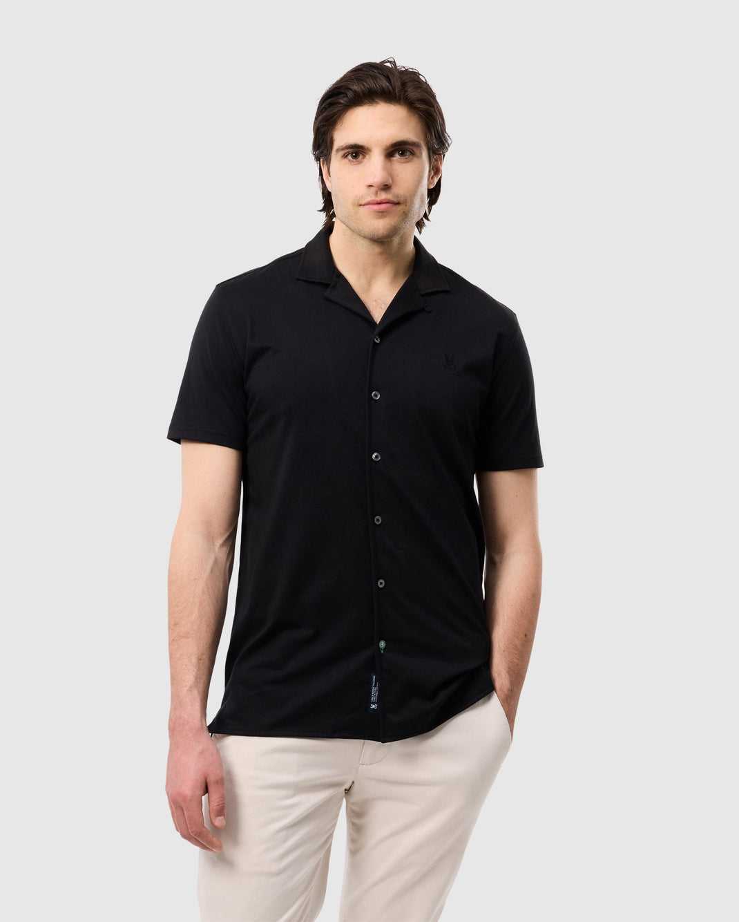 Chemises Psycho Bunny Keller Camp Collar Short Sleeve Shirt Noir Homme | GYI-86086728